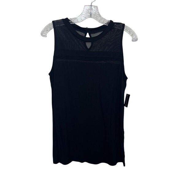 INC International Concepts Sleeveless Top Sheer Mesh Womens Medium Black New - Picture 2 of 9